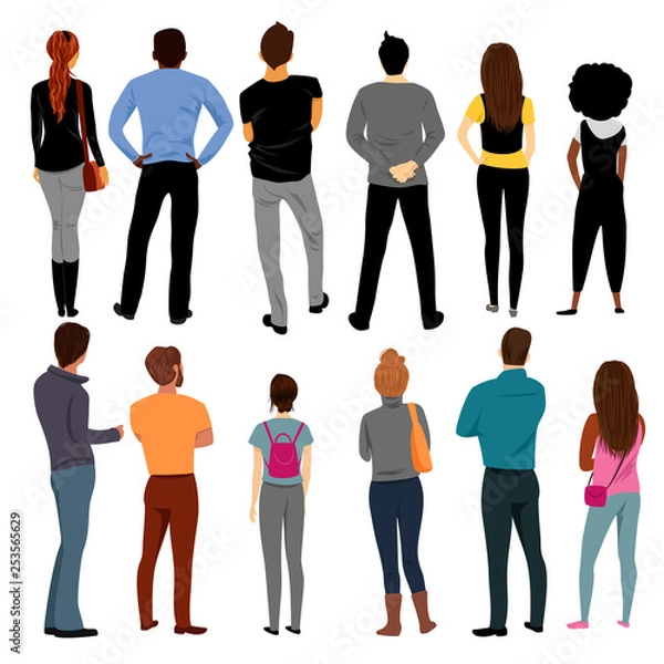 Obraz view of people behind. group of people. a set of vectors