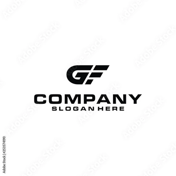 Fototapeta logo, vector, letter, g, f, icon, design, symbol, alphabet, logotype, abstract, template, illustration, element, sign, business, company, shape, modern, brand, font, graphics, initial, typography, cor