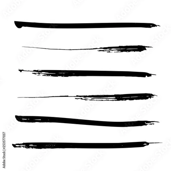 Fototapeta Set of black paint, ink brush strokes, lines. Dirty artistic design elements. Vector eps10.