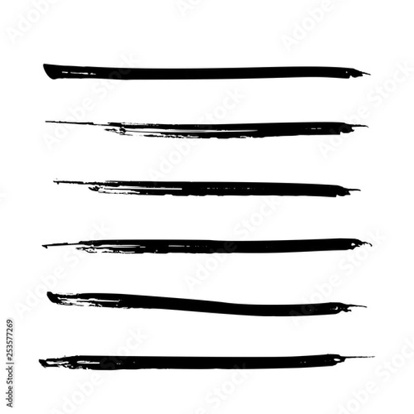 Fototapeta Set of black paint, ink brush strokes, lines. Dirty artistic design elements. Vector eps10.