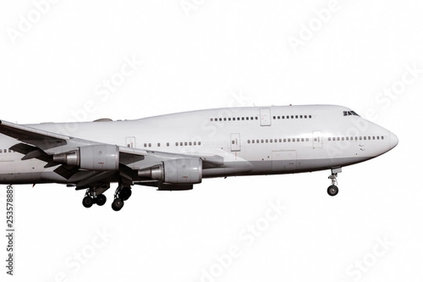 Obraz A white big jet engine airplane