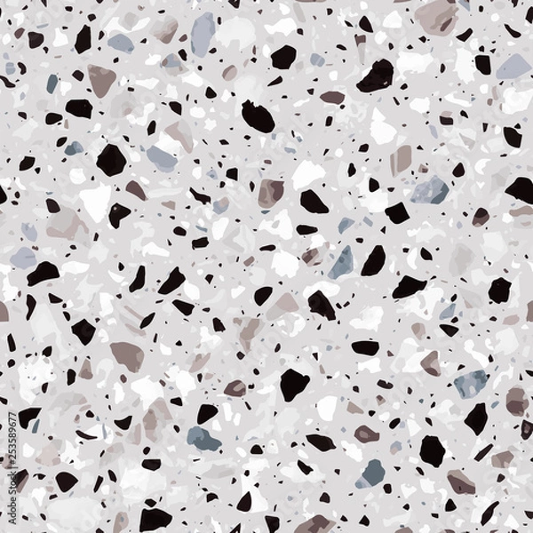 Fototapeta Terrazzo flooring vector seamless pattern in light colors