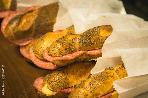 Obraz Salami Baguette