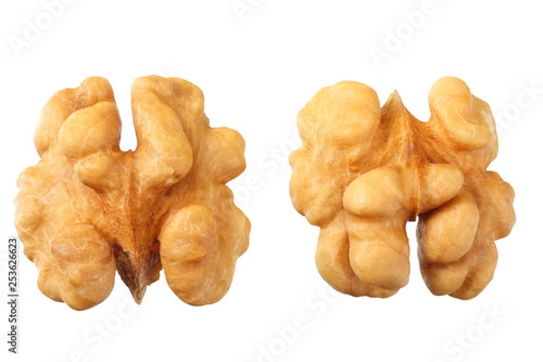 Obraz Walnuts isolated on white background top view