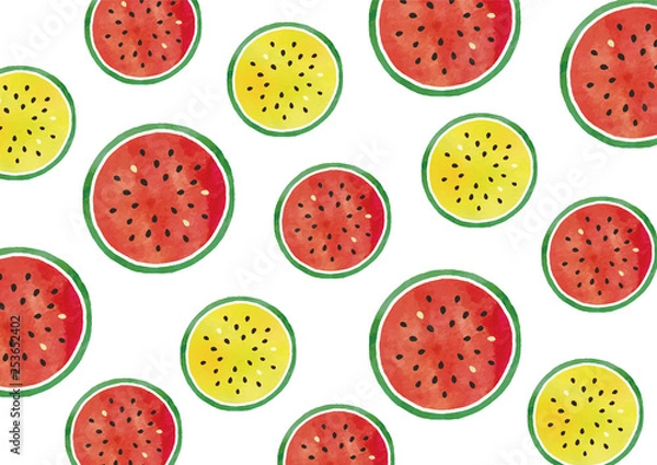 Fototapeta スイカ水彩テクスチャ