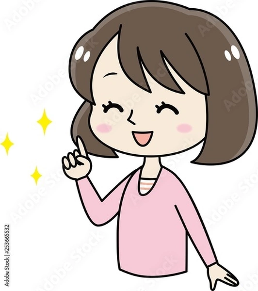 Fototapeta 指差しする若いかわいい女性/女の子