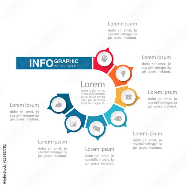 Fototapeta Vector infographic template for  diagram, graph, presentation, chart, business concept with 7 options.