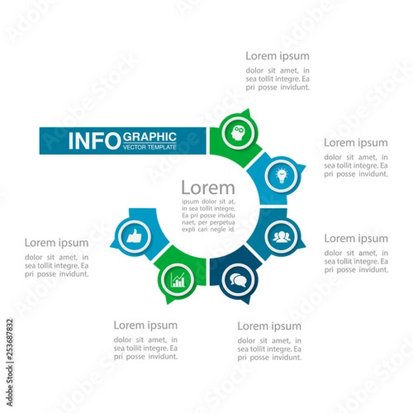 Fototapeta Vector infographic template for  diagram, graph, presentation, chart, business concept with 6 options.