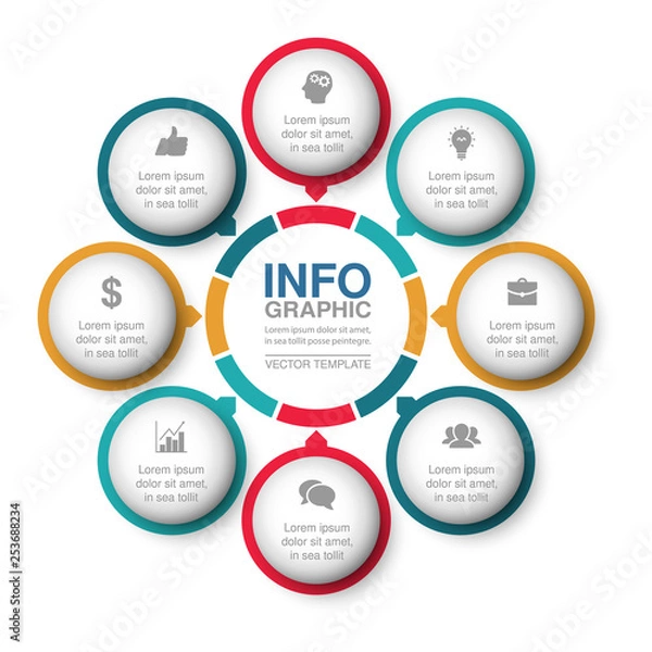 Fototapeta Vector infographic template for  diagram, graph, presentation, chart, business concept with 8 options.