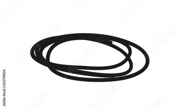 Obraz Hand drawn set of objects for design use. Black Vector doodle ellipses on white background.  Abstract pencil drawing. Artistic illustration grunge elements