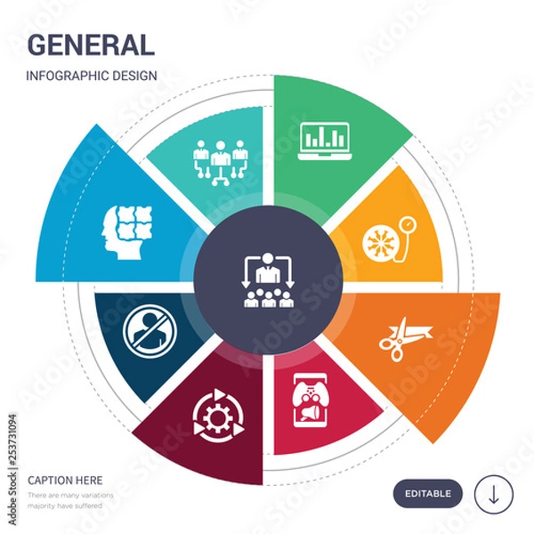 Obraz set of 9 simple general vector icons. contains such as hr solutions, hr strategy, imagination, impeachment, implementation, in-game advertising, inauguration icons and others. editable infographics