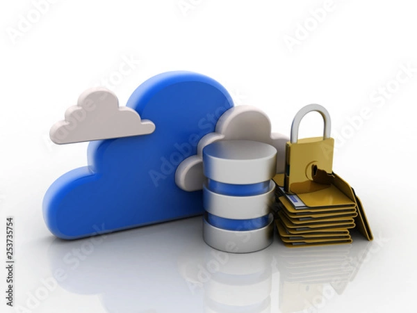 Obraz 3d rendering cloud database folder with lock
