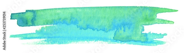 Fototapeta green blue watercolor stain drawn by hand.high resolution real texture