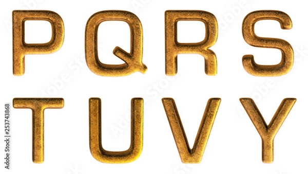 Fototapeta Gold Alphabet 3D Render Set