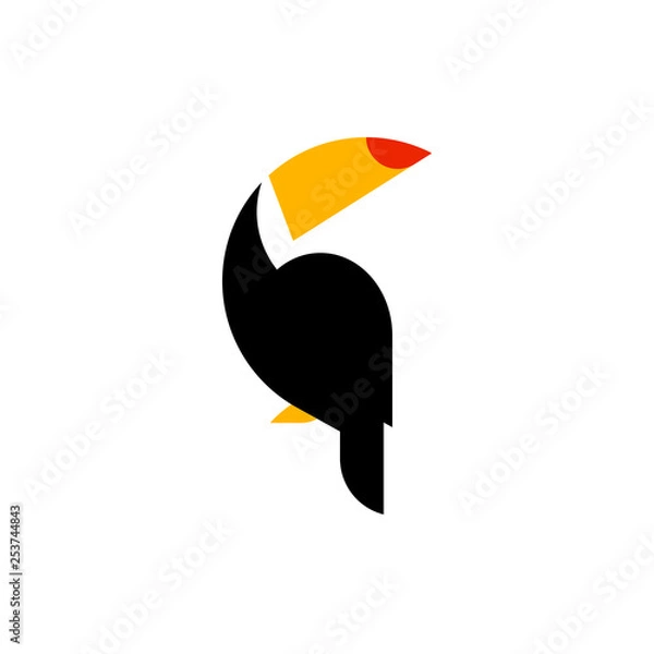 Obraz Toucan flat style vector logo template isolated on white background