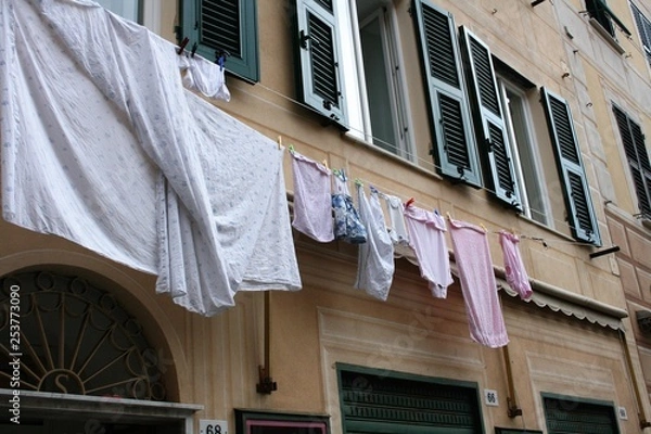 Fototapeta laundry drying on clothesline