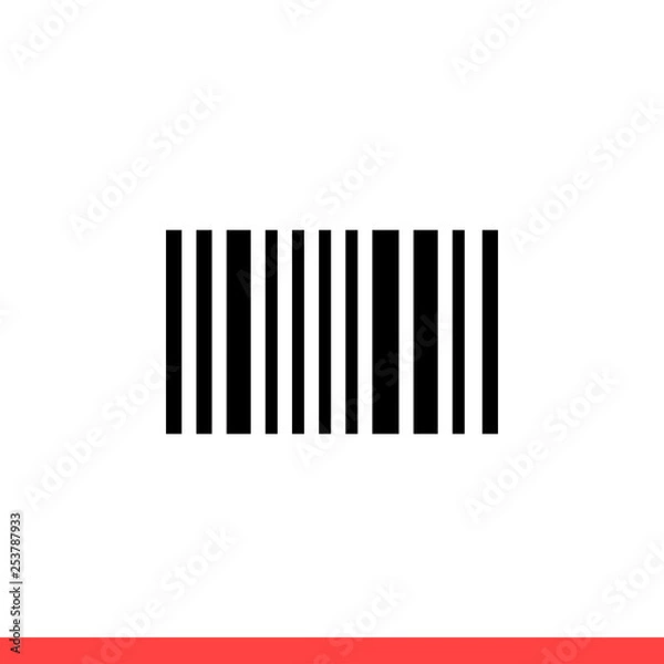 Fototapeta Barcode vector icon, label symbol. Simple, flat design for web or mobile app