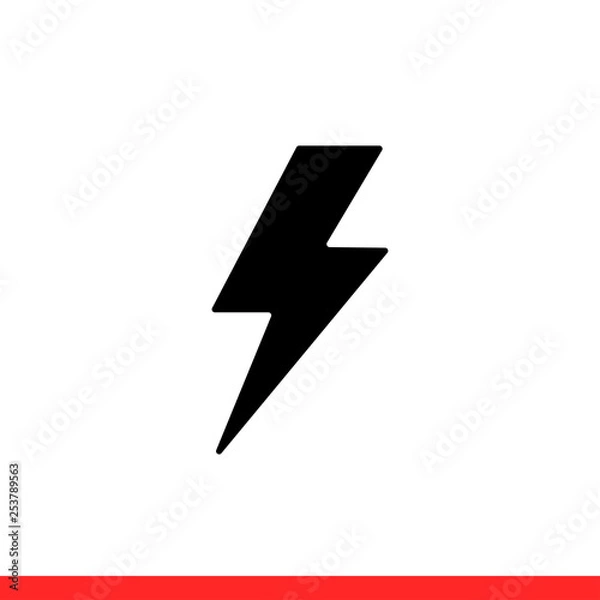 Fototapeta Lightning vector icon, thunder symbol. Simple, flat design for web or mobile app
