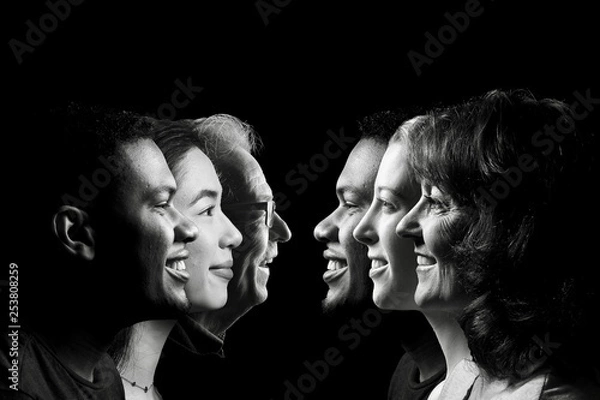 Obraz Group of 5 different people in a row