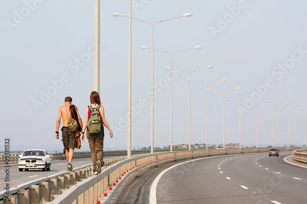 Obraz Люди идут по дороге