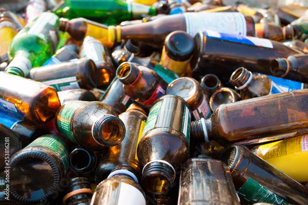 Obraz Different glass bottles for recycle