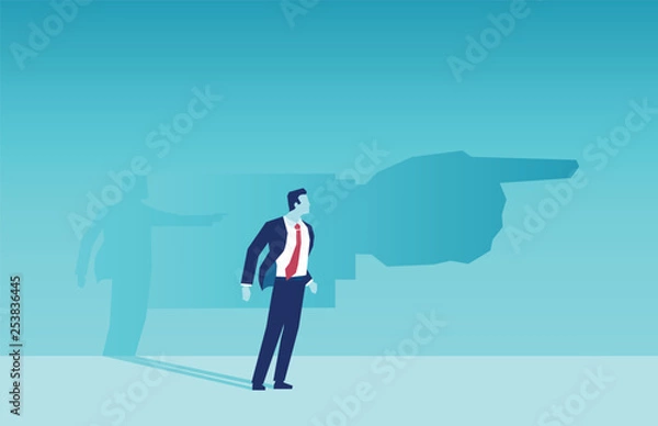 Fototapeta Vector of a businessman shadow pointing him a direction