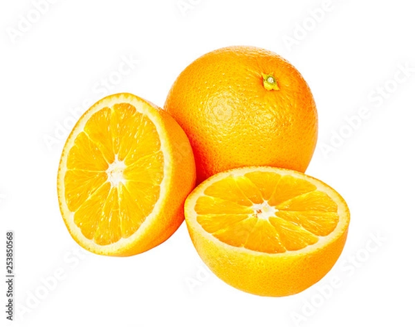 Obraz Orange fruit half on white background.