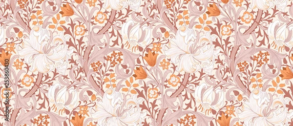 Fototapeta Floral seamless pattern. Modern seamless pattern for interior decoration, wrapping paper, graphic design and textile. Vector illustration. Backgrounds.