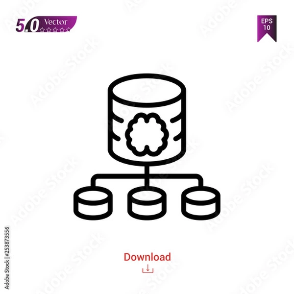 Fototapeta Outline network icon isolated on white background. Line pictogram. Graphic design, mobile application, artificial intelligence icons, user interface. Editable stroke. EPS10 format vector illustration