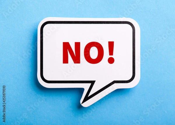 Obraz Say No Speech Bubble Isolated On Blue