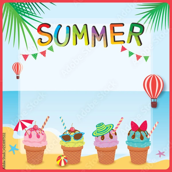 Obraz Summer Ice cream on beach backgroud