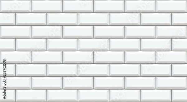Fototapeta Białe prostokąty na ścianę z cegły ze ściętymi krawędziami. Puste tło. Vintage stonewall. Projekt wnętrza pokoju. Tło do kawiarni. Wysokiej jakości bez szwu ilustracji 3d.