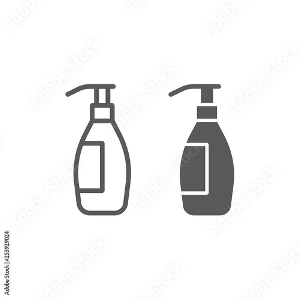 Obraz Shampoo line and glyph icon, container and beauty, bottle sign, vector graphics, a linear pattern on a white background.