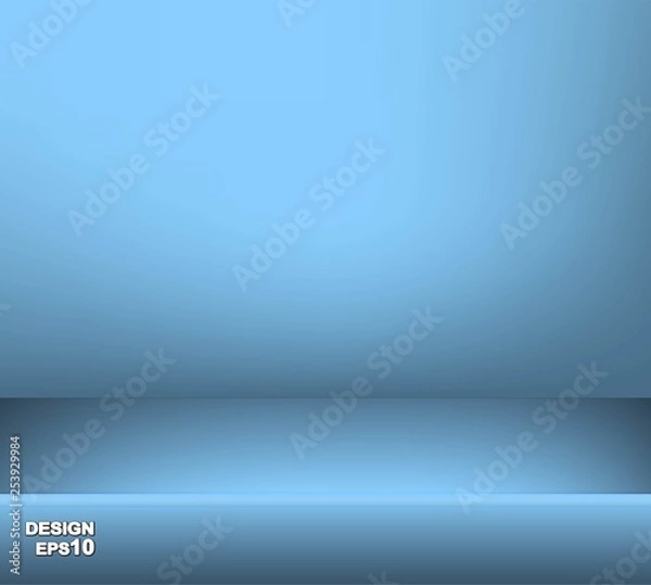Fototapeta blue horizontal studio gradient wall room, Modern interior background