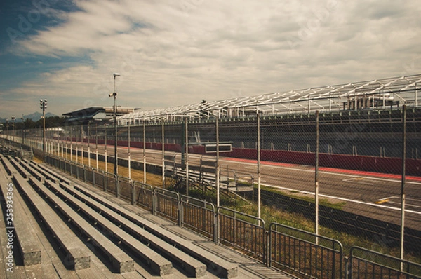 Fototapeta tribunes at Monza race circuit near Milan lombardy Northern Italy when not racing during summer