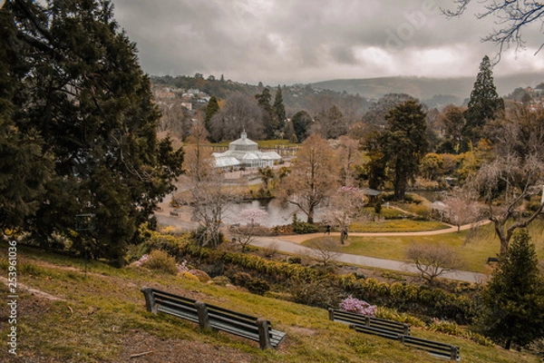 Fototapeta View over Dunedin Botanic Garden, South Island, New Zealand
