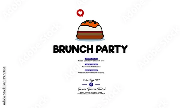 Fototapeta Brunch Party Invitation Design with Where and When Details