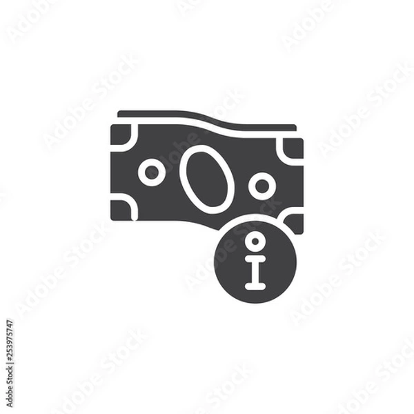 Fototapeta Money rate information vector icon. filled flat sign for mobile concept and web design. Info money glyph icon. Business and finance symbol, logo illustration. Pixel perfect vector graphics