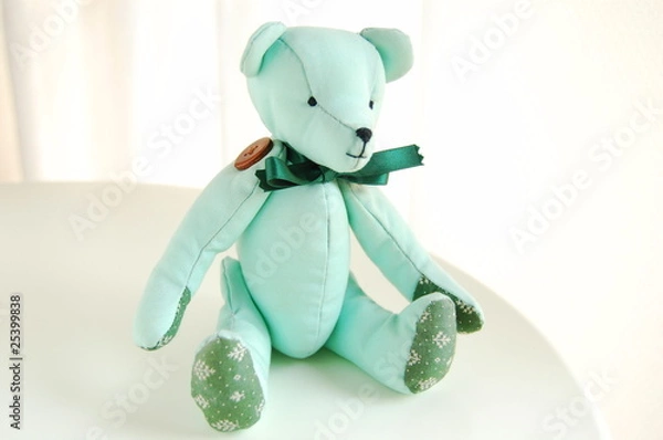 Obraz かわいい緑の手作りテディベア