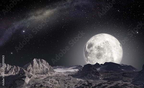 Fototapeta księżyc widziany z powierzchni obcej planety (elementy tego zdjęcia dostarczone przez NASA)