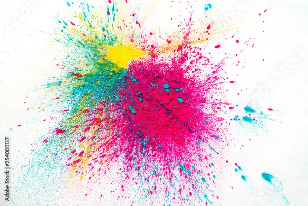 Obraz Drops of CMYK toner on white background