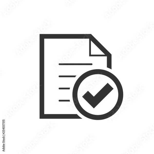 Fototapeta Compliance document icon in flat style. Approved process vector illustration on white isolated background. Checkmark business concept.