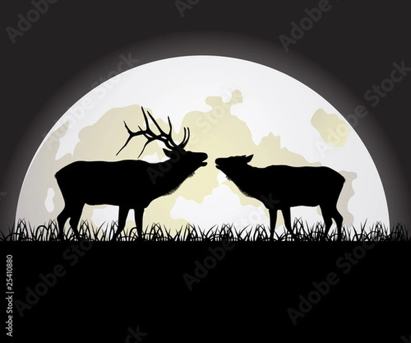 Obraz Deer against the Moon