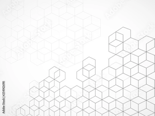 Fototapeta Streszczenie tło geometryczne z kostkami. Koncepcja geometryczna z liniami i punktami