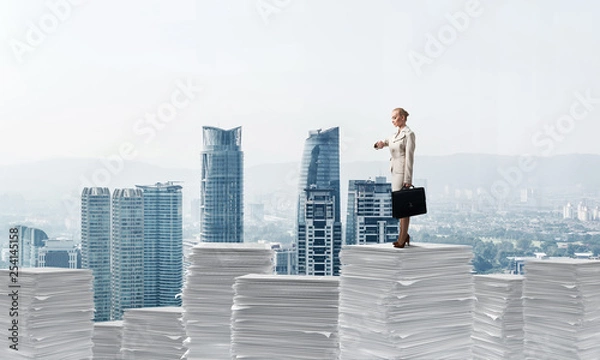 Fototapeta Successful confident business woman in suit.