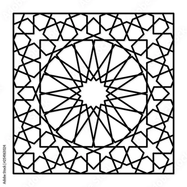 Obraz Template for laser cutting. Decorative panel with oriental geometric pattern.
