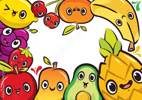 Obraz collection of fruit characters while circular