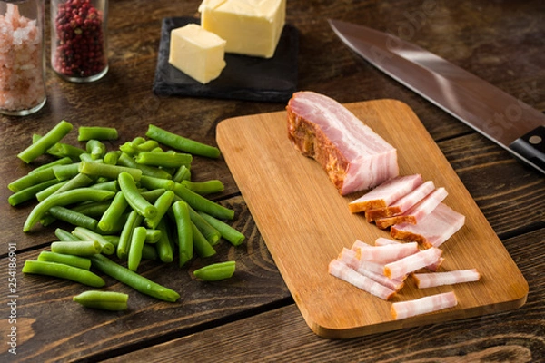 Obraz Green bean with bacon