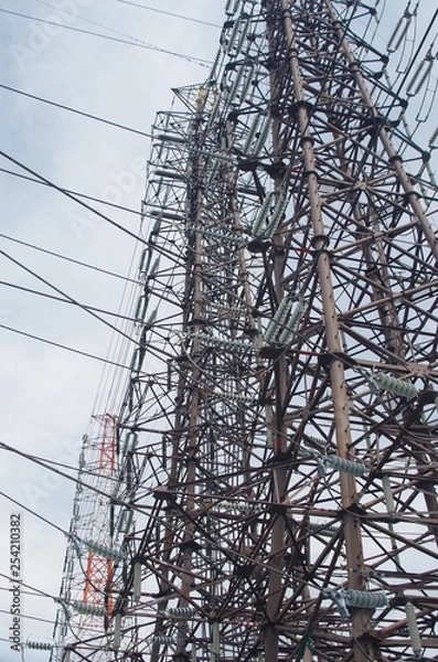 Obraz 日本　電線　門真市　鉄塔