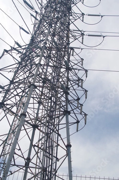 Obraz 日本　電線　門真市　鉄塔